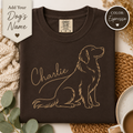 Personalized dog name line art shirt in Espresso Comfort Colors tee"