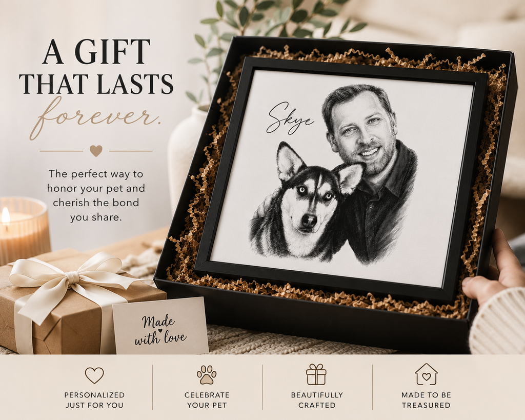 Custom pet portrait canvas styled in a living room