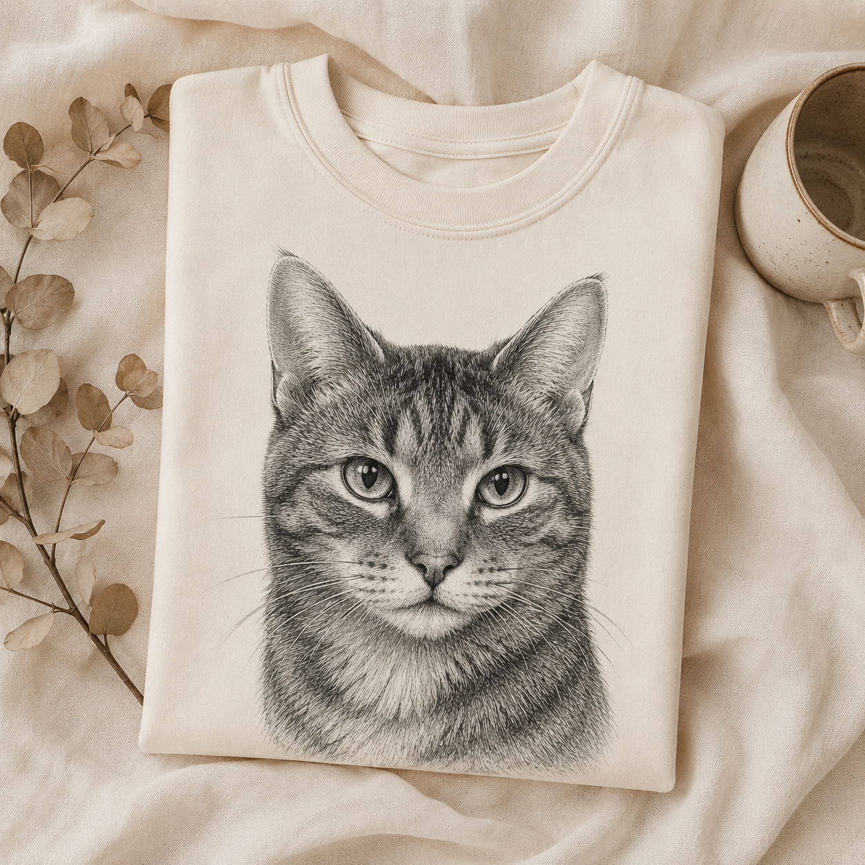 Personalized line-art pet portrait Comfort Colors t-shirt