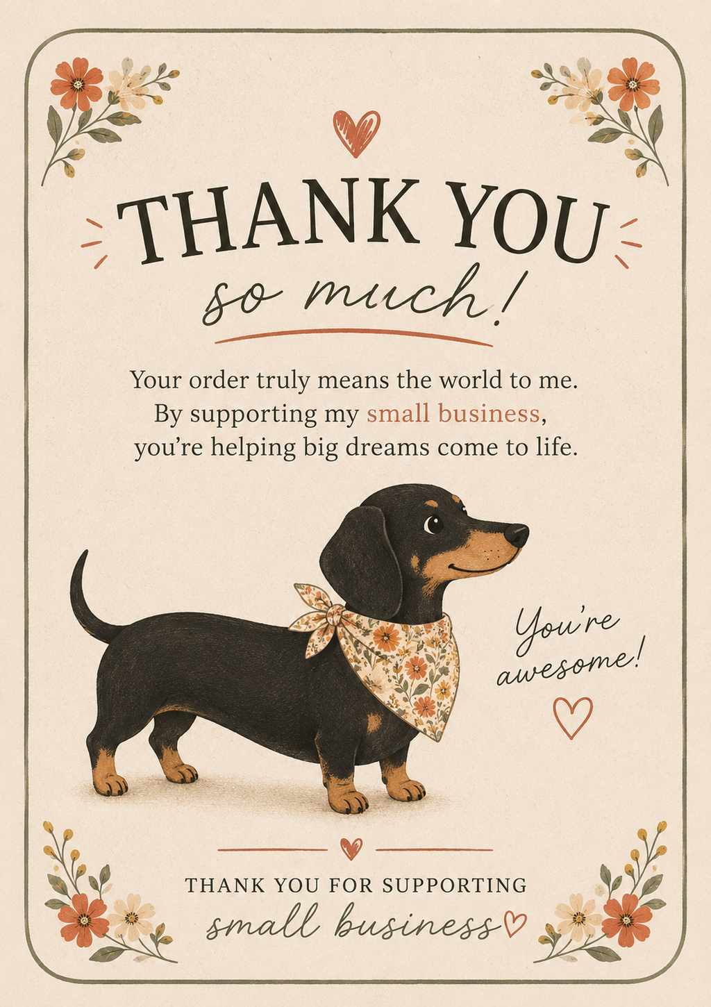 Vintage floral sausage dog t-shirt for Dachshund moms