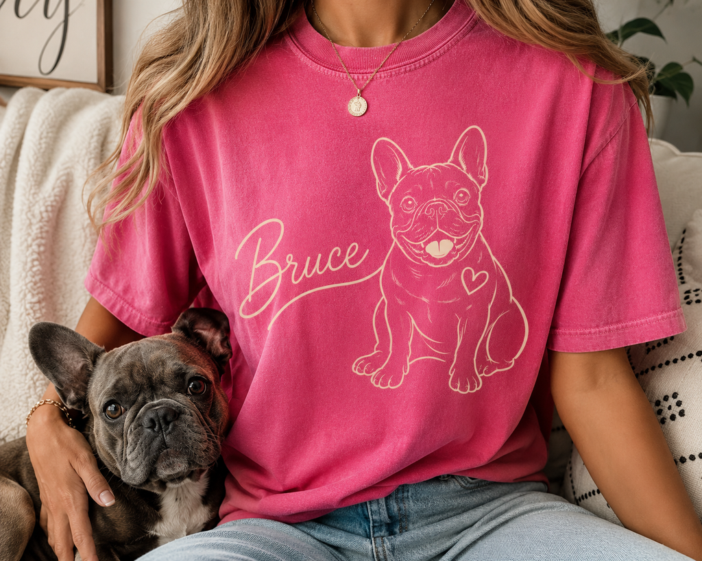 Minimalist personalized French Bulldog shirt, made to order