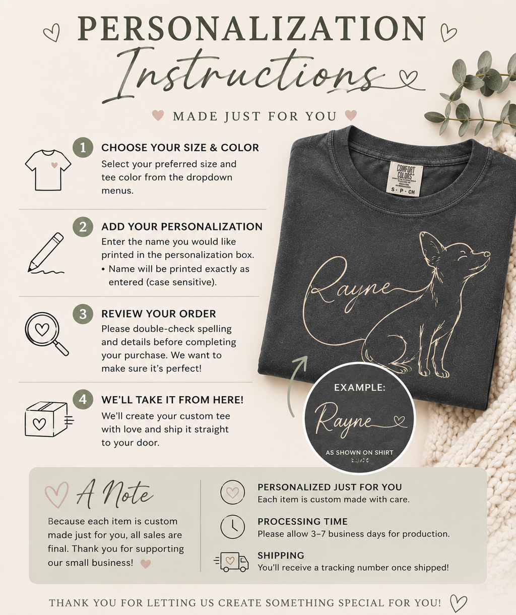Comfort Colors personalized Chihuahua name t-shirt