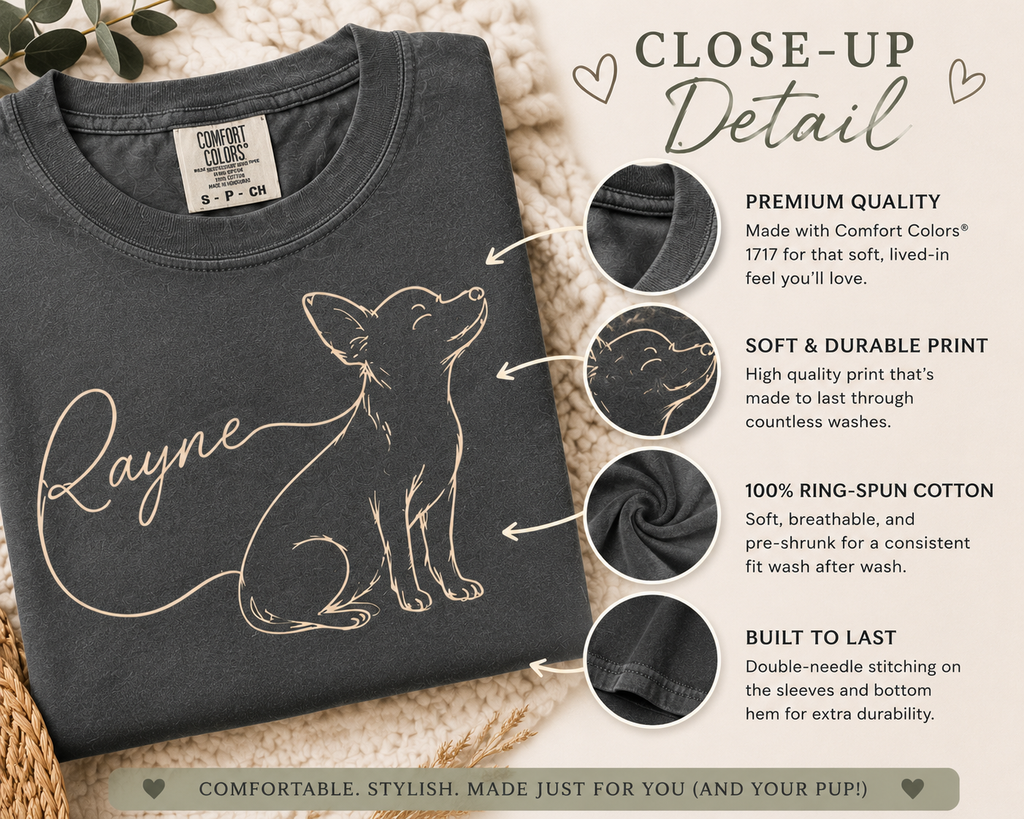 Minimalist personalized Chihuahua shirt, made to order