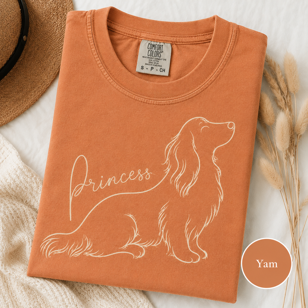 Personalized Dachshund tee styled as a gift for dog moms