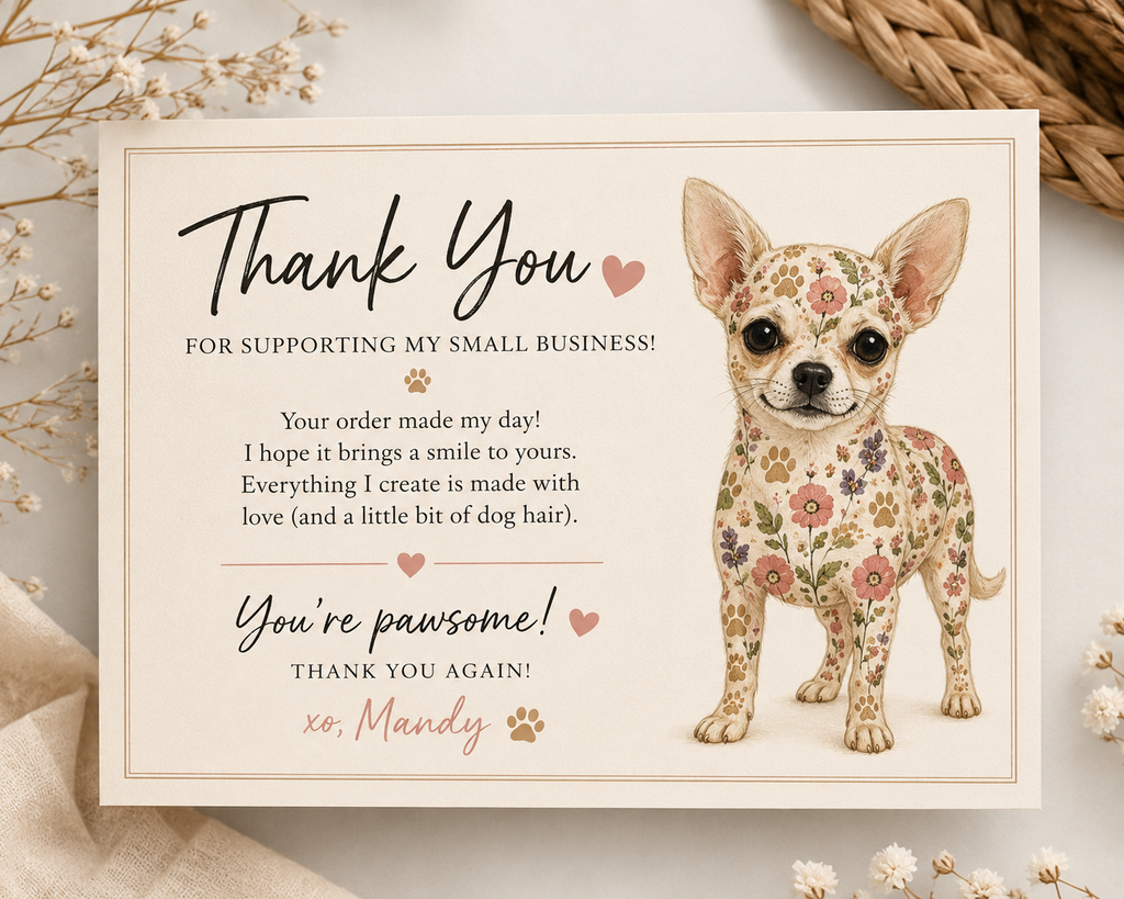 Floral Chihuahua design t-shirt, made to order