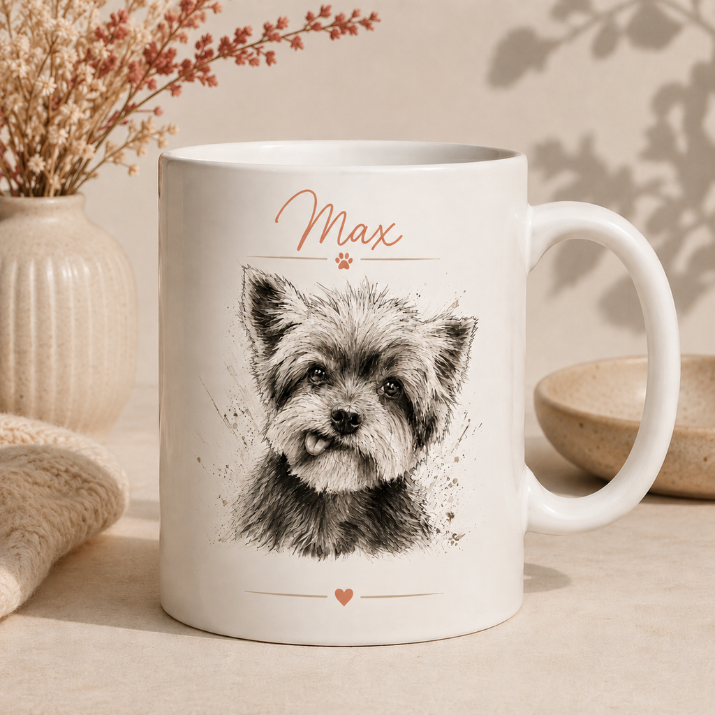Custom Pet Portrait Mug — Personalized Dog & Cat Coffee Cup (11oz & 15oz)